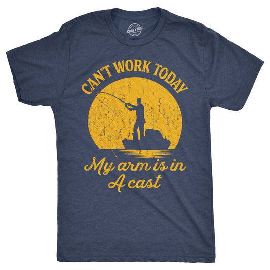 Can't Work Today My Arm Is In A Cast Men's T Shirt: Heather Navy