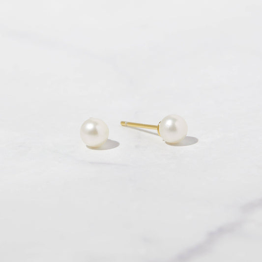 Freshwater Pearl Studs: 925Sterling/14KT Gold