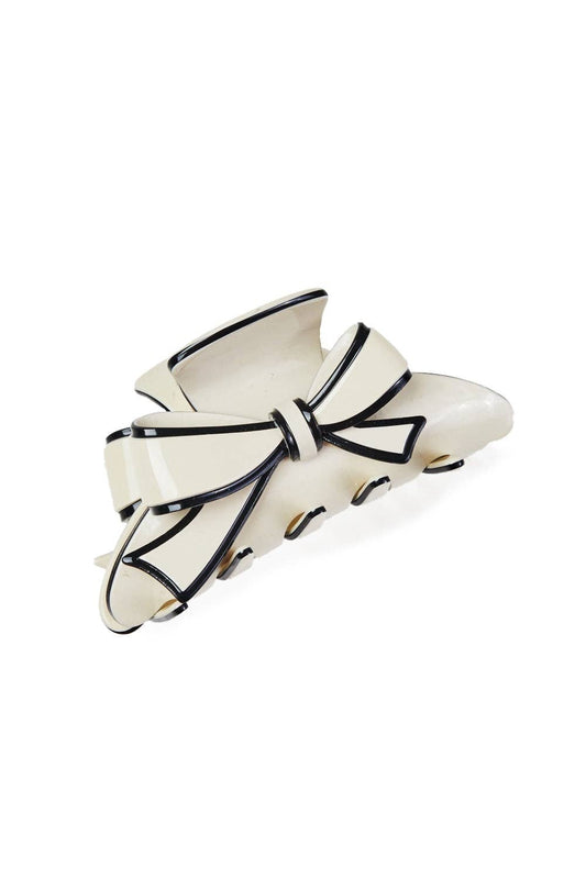 Two-Tone Bow Hair Claw: Cream