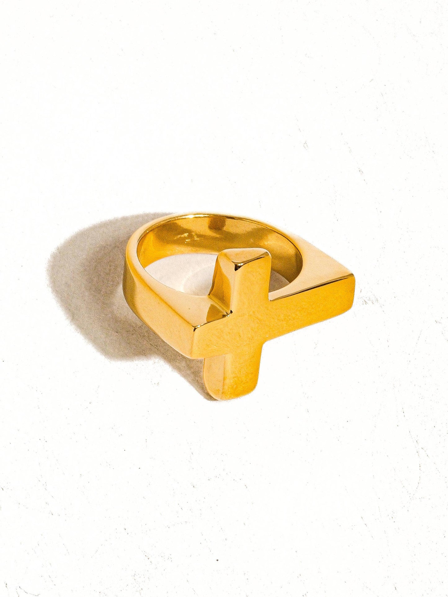 Truth 18K Gold Non-Tarnish Cross Ring: Yellow Gold