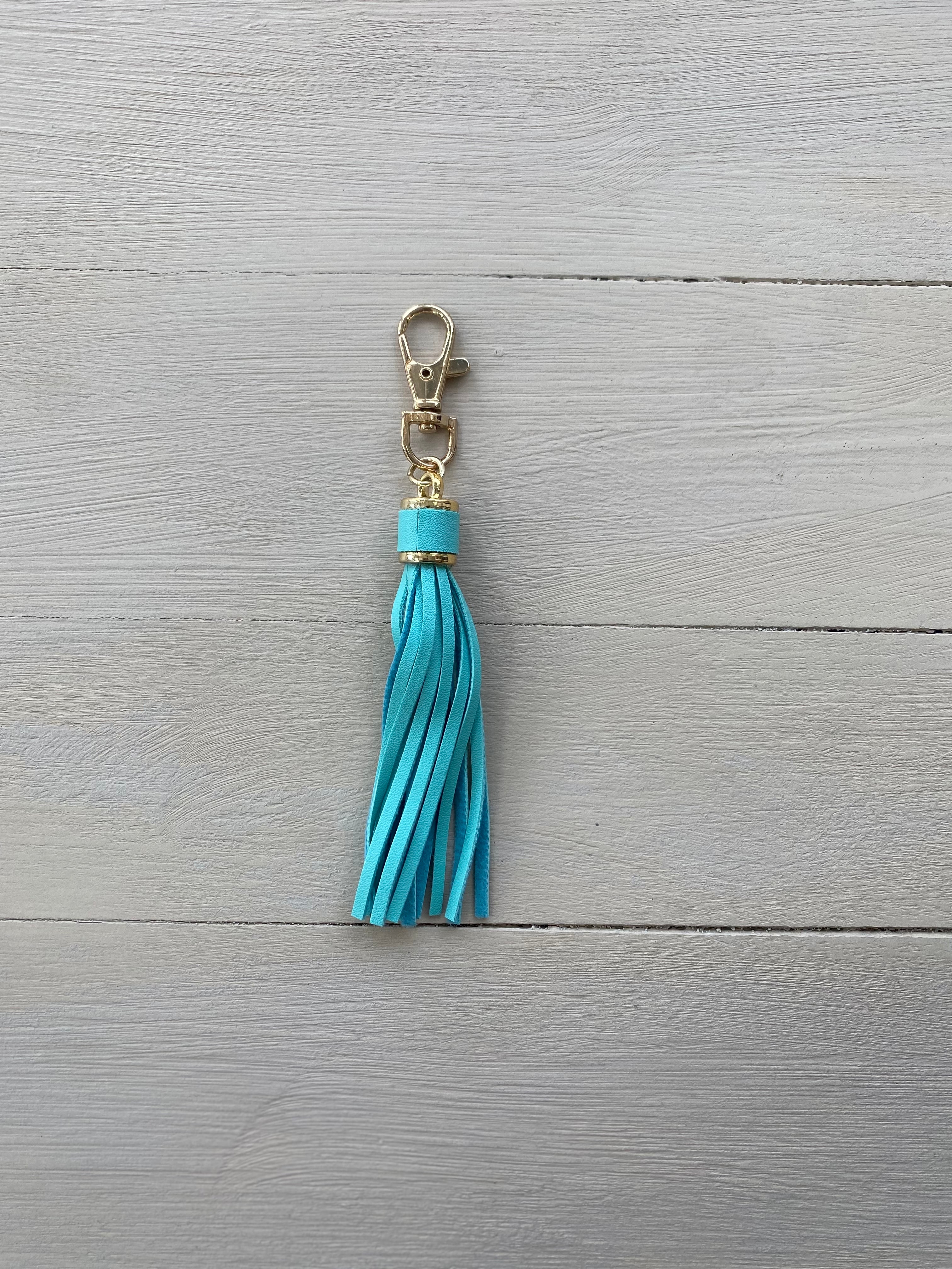 SVF Turquoise Faux Leather Tassel and Motivational Engraved Acrylic Charm of choice! The Mustard Seed Collection, The Seed