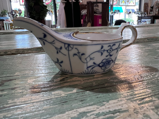 Antique Baby Invalid Feeder Cup Gold Rimmed Blue Florals Porcelain Made in Germany WT&O