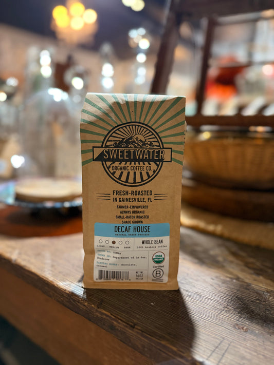 Decaf House Full City Roast FTO Coffee - 1 lb. Whole Bean