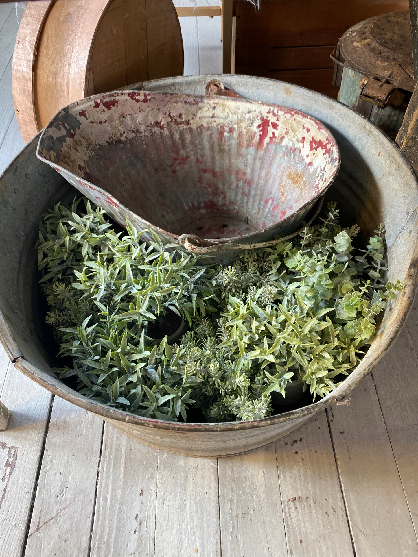Very Used Vintage Galvanized Tub
