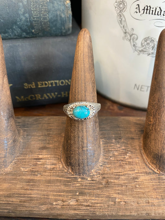 Vintage Sterling Ring With Turquoise Stone