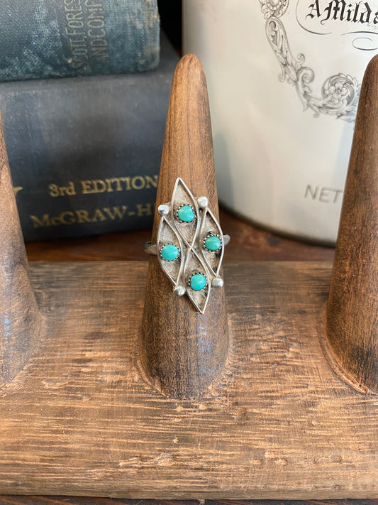 Vintage Sterling Turquoise Inlay Ring