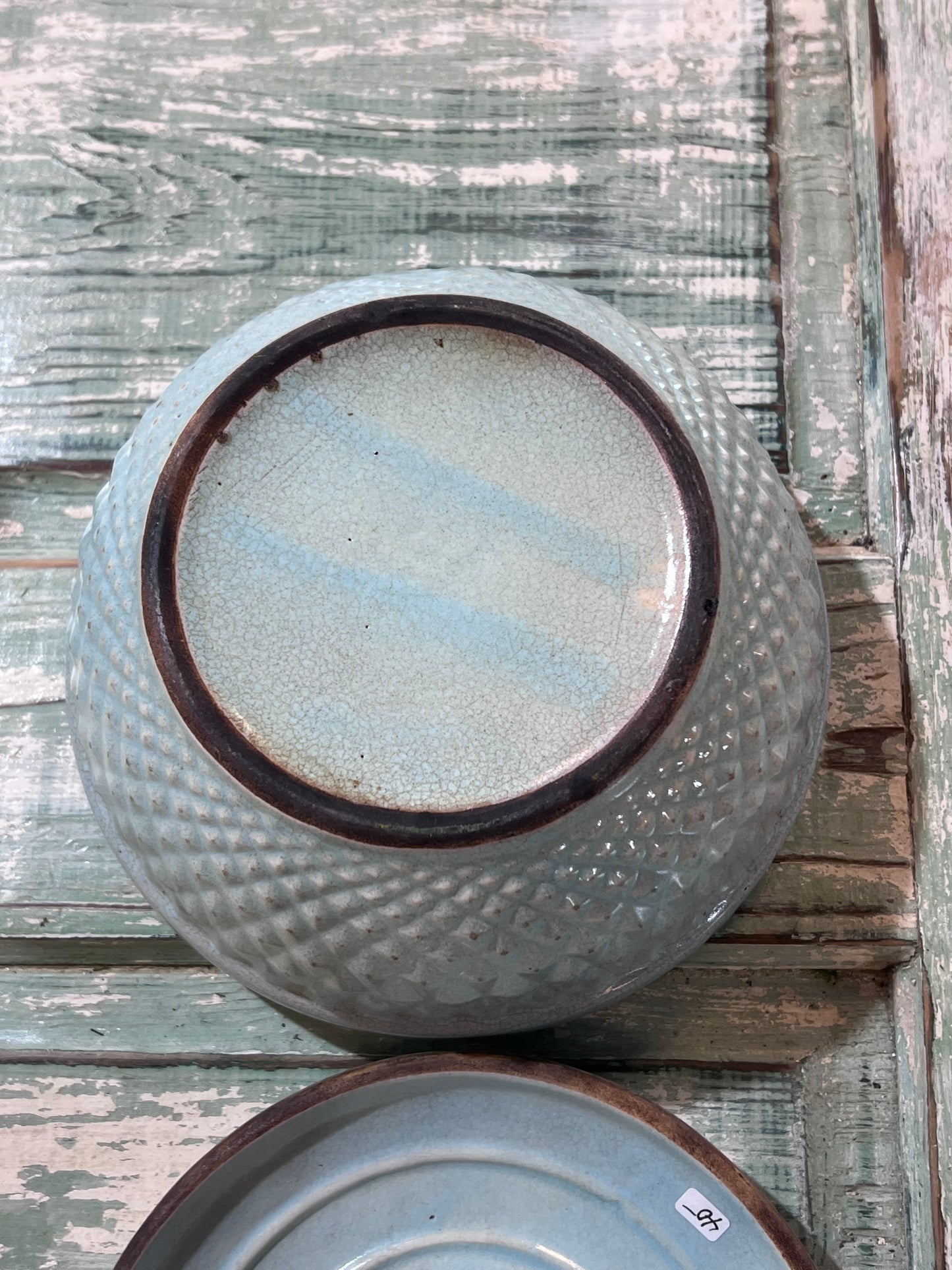 Vintage Hull Sea Foam Green Casserole Dish w Diamond Quilt Pattern