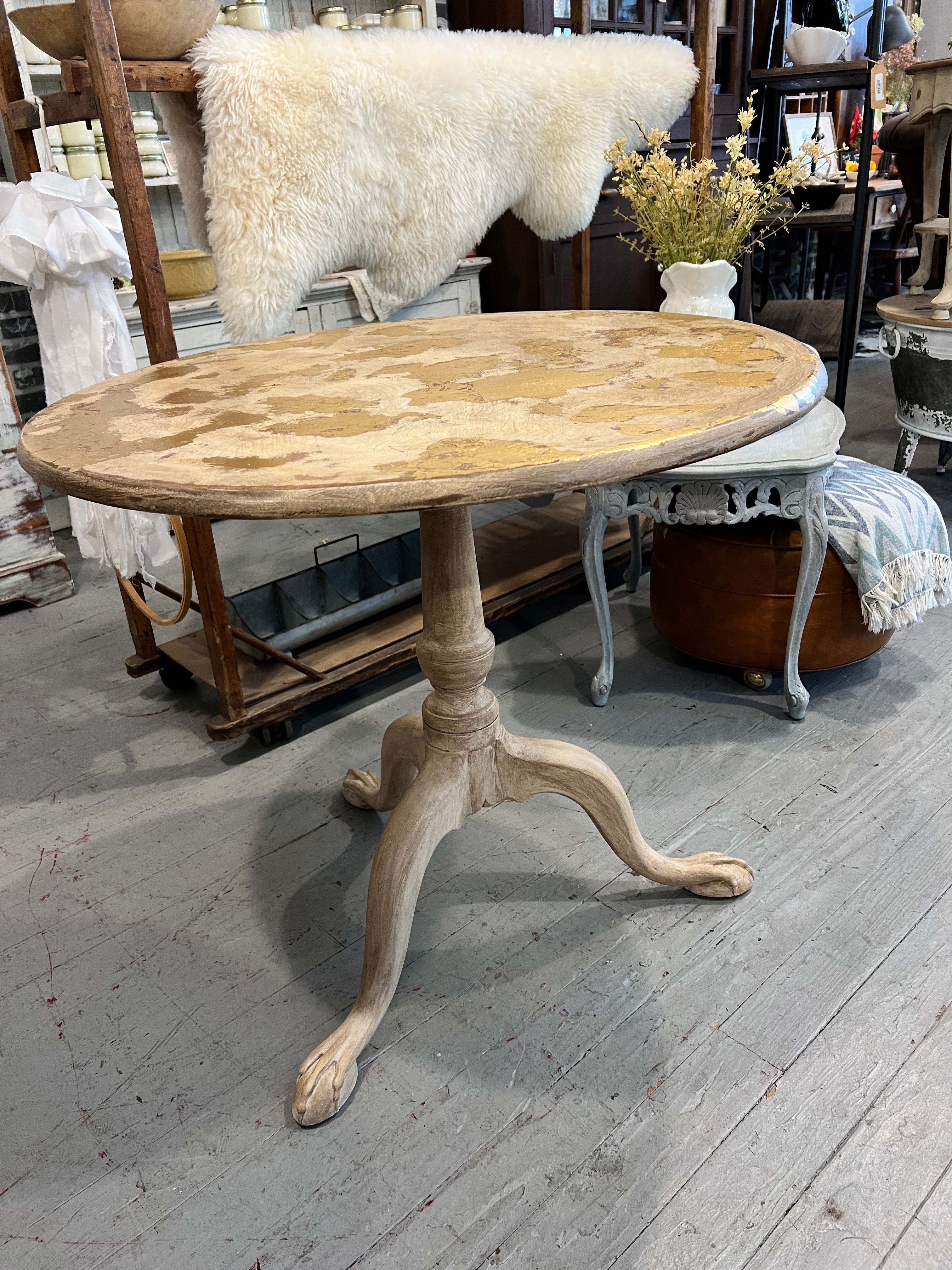 Painted Antique Round Claw Foot Entryway Table Orlando Estate Auction
