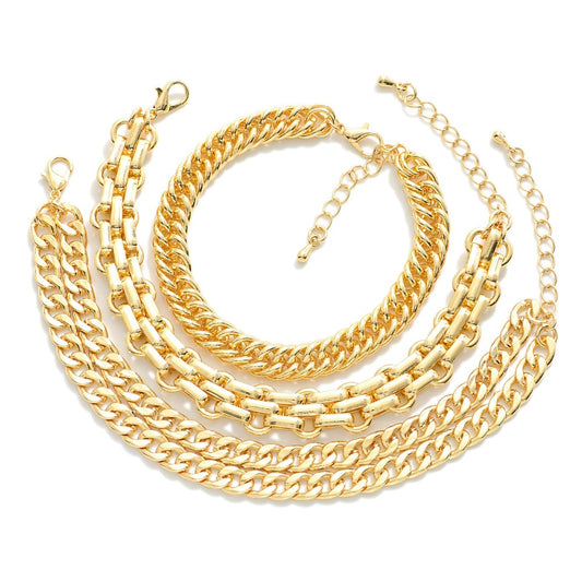 Set Of Three Chain Link Bracelets