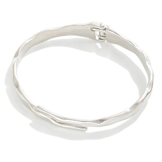 Hammered Metal Hinge Bangle Bracelet