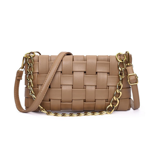 Basket Weave Vegan Leather Crossbody Bag
