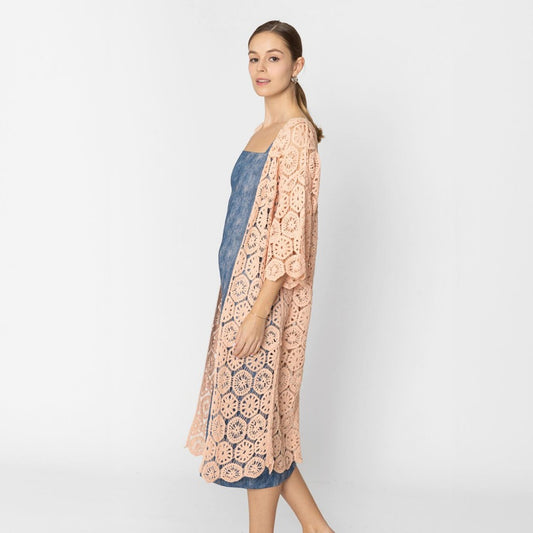 Do Everything In Love Hexagon Crochet Kimono