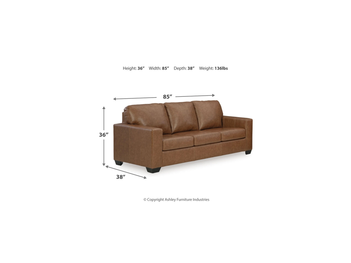 NEW! Leather Caramel Sofa