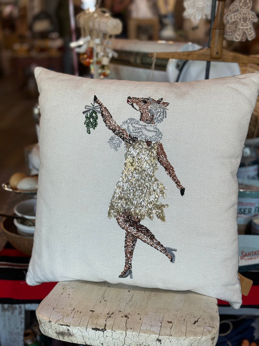 17” Fancy Reindeer Throw Pillow