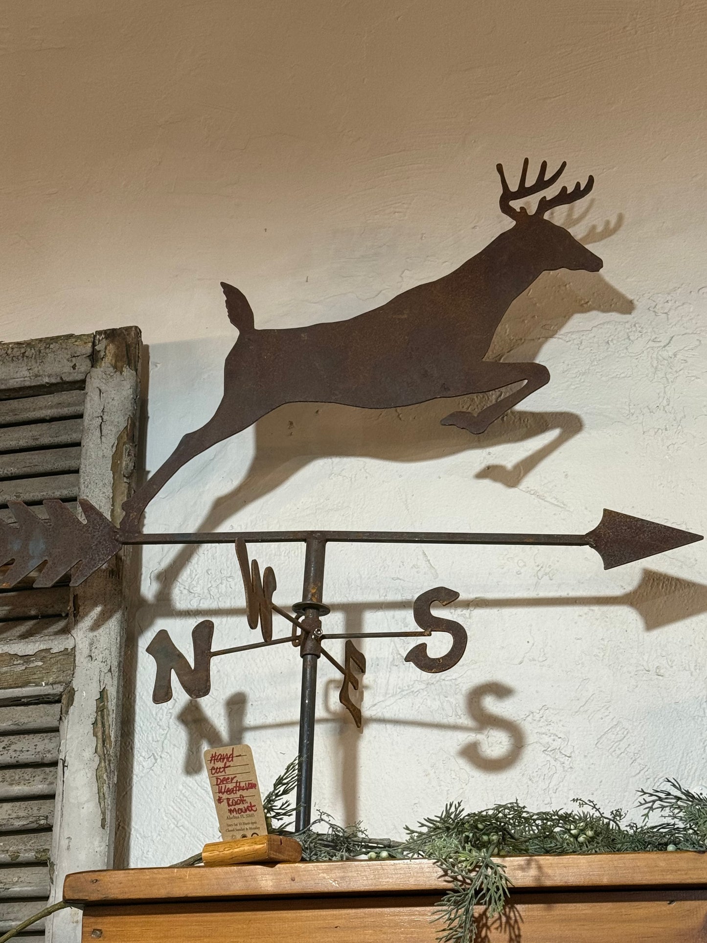 Handcut Deer Weathervane & Roof Mount