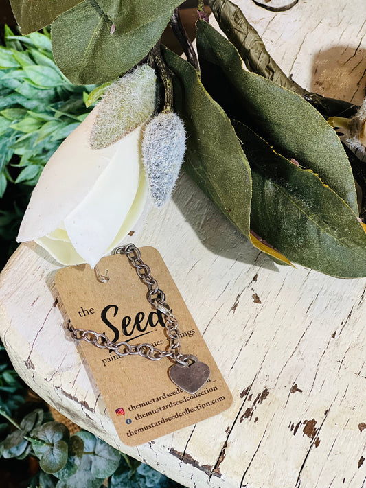 Sterling Silver Heart Charm Bracelet