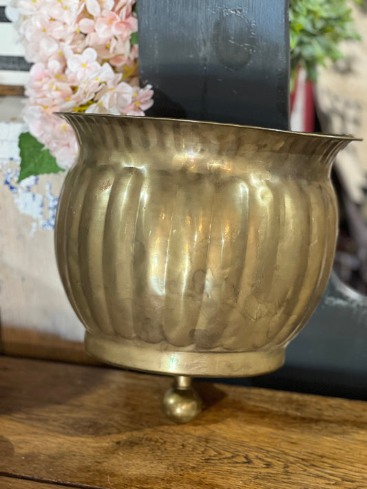 Vintage Brass Wall Planter