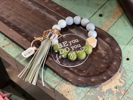 BE You DO You for You Wristlet Beaded Key Chain Bracelet with Tassel and Charm