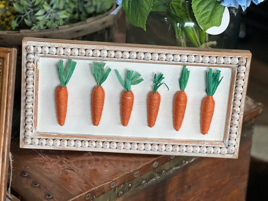 Carrots in a Beaded Wood Frame 6 Carrots on Beaded Frame