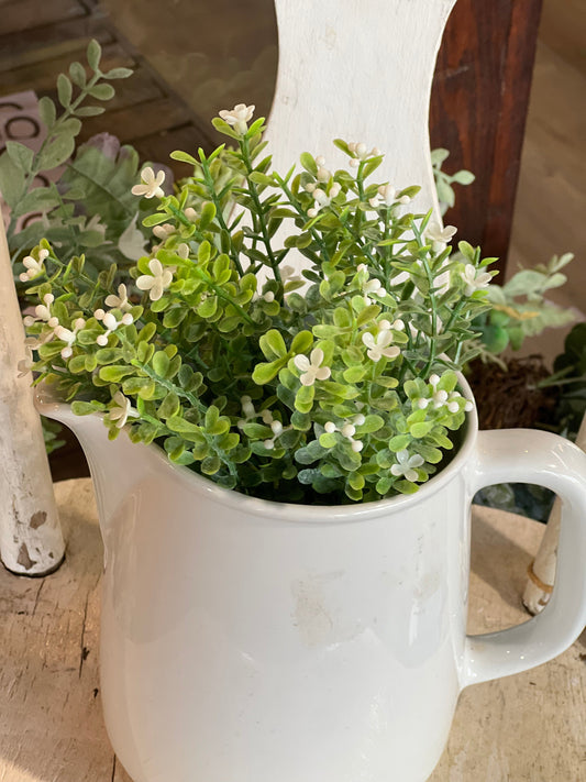 10" White & Green Leaf Floral Sprig
