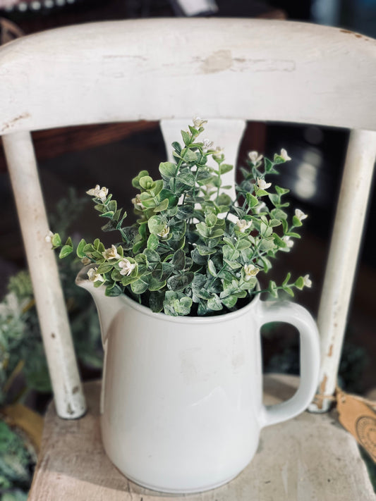 12" White & Green Leaf Floral Sprig