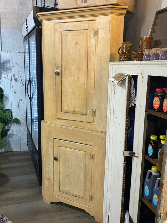 Set of 2 Stackable Corner Pine Cabinets