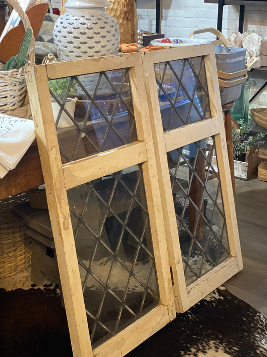Diamond Leaded Glass Window Panel