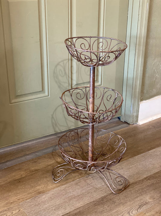 Three-Tiered Wire Basket Stand