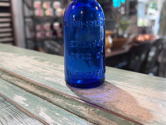 Antique Cobalt Blue Apothecary Emerson Drug Co Seltzer Baltimore MD Bottle