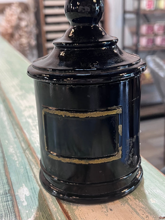 JV Co. Inc Black Amethyst Agate Glass Apothecary Jars Orloff Bergamot