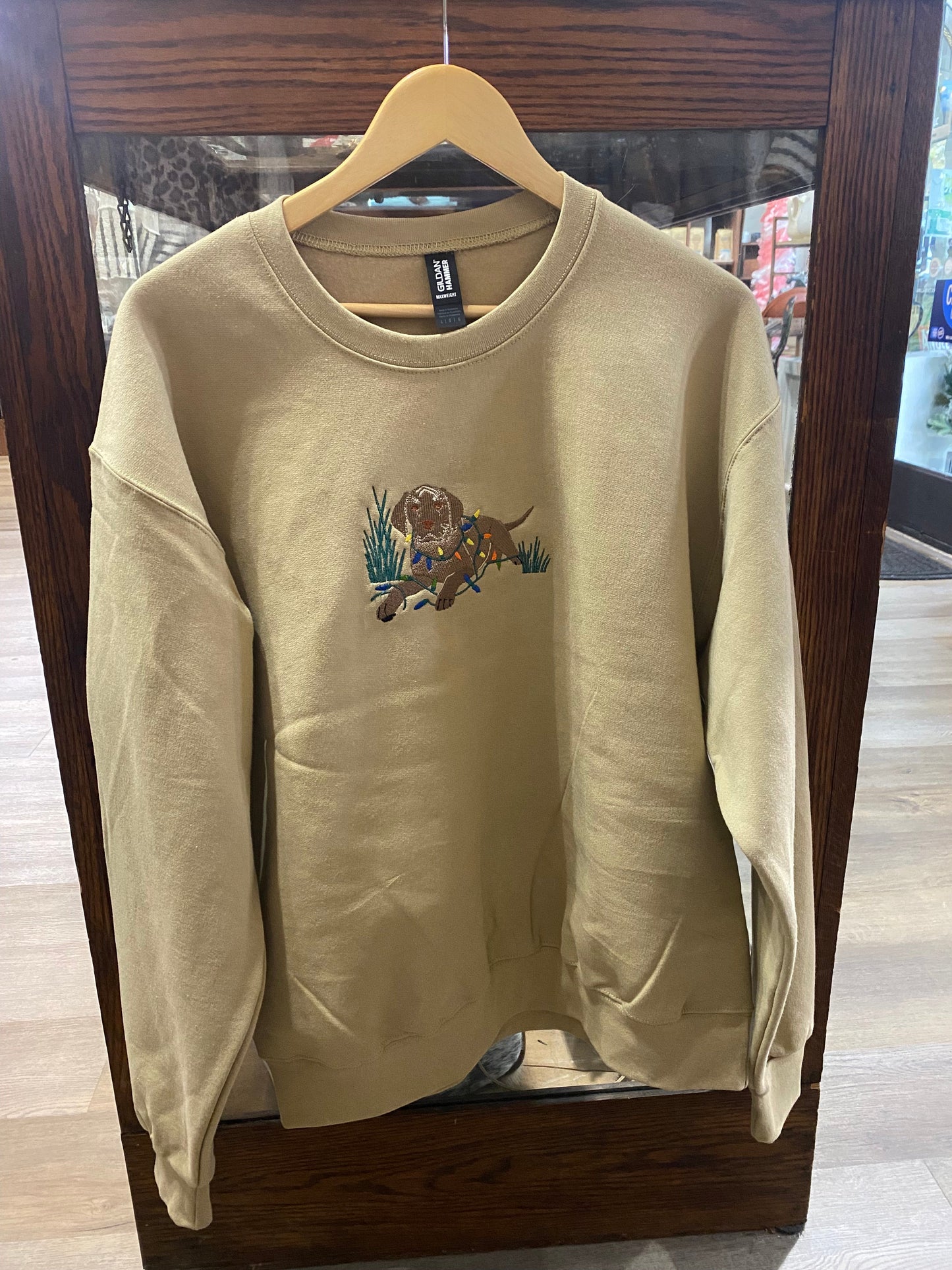 Embroidered Christmas Dog Sweatshirt