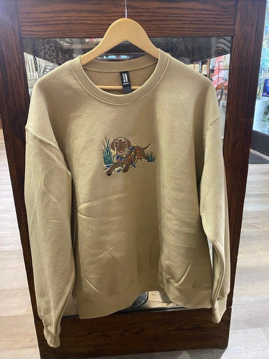 Embroidered Christmas Dog Sweatshirt