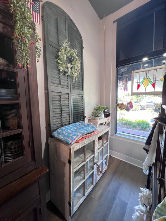 Antique 2 Door Window Chippy Cupboard