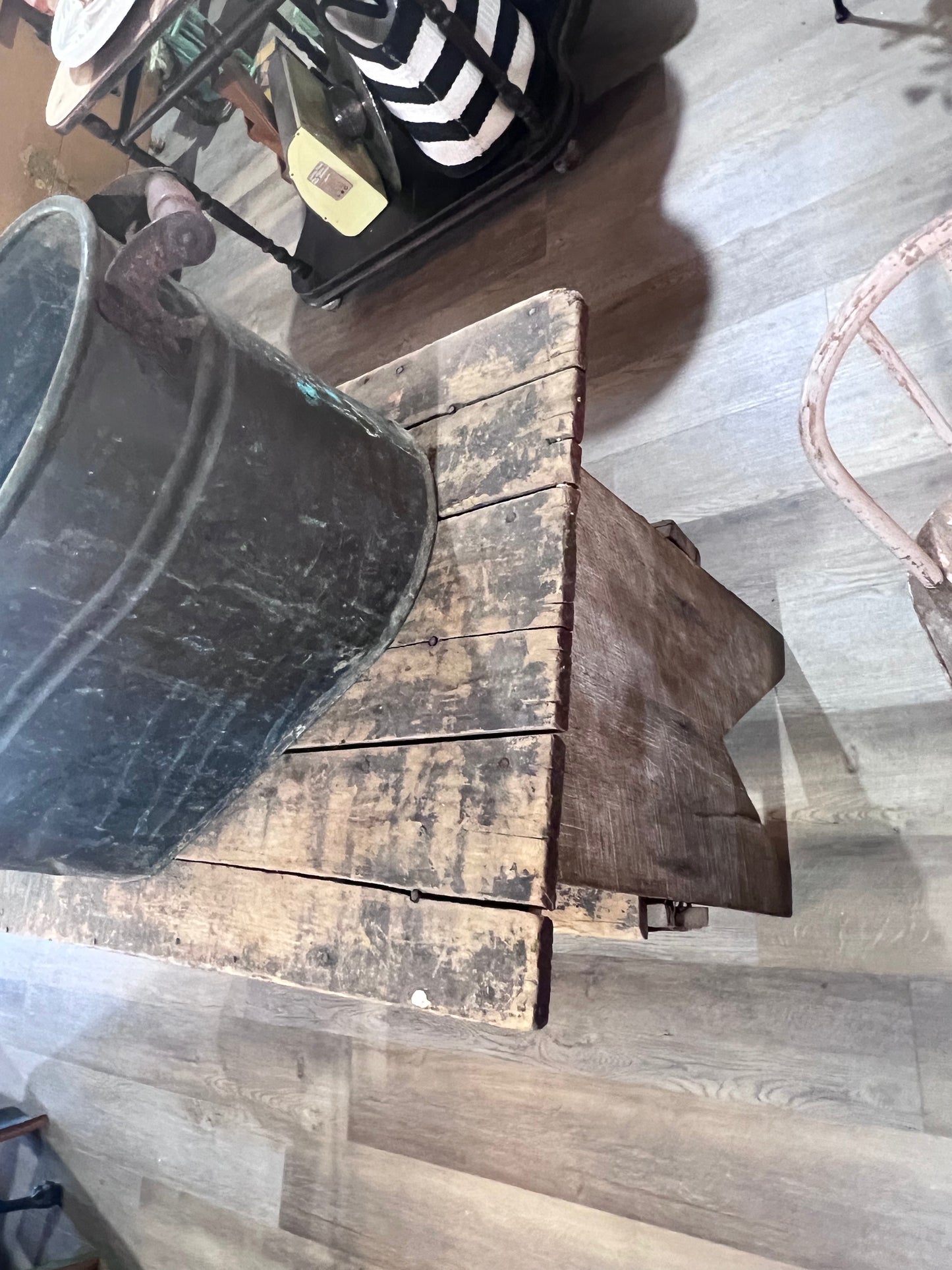 Antique Primitive Bucket Table