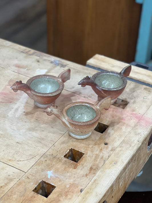 Set of 3 Ceramic Chicken-Shaped Egg Cups