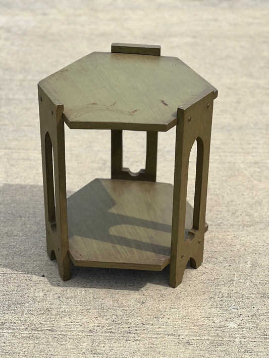 Two-Tiered Sage Green Hexagonal Table