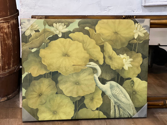 Flower & Egret Canvas Print