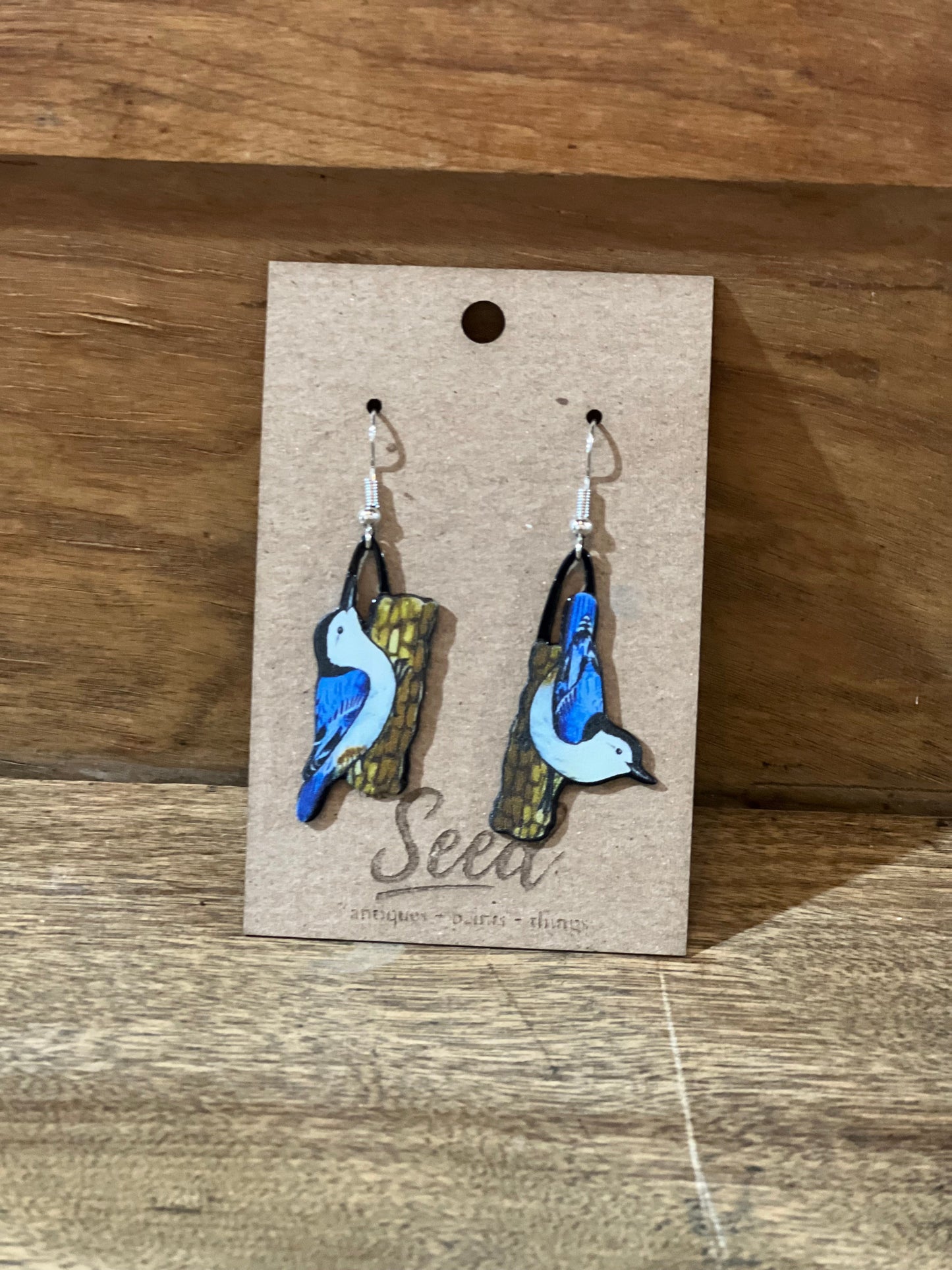 Blue Birds in Nest Earrings