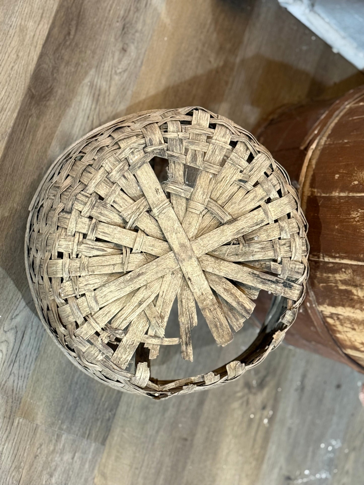 Primitive Hand-Woven Gathering Basket