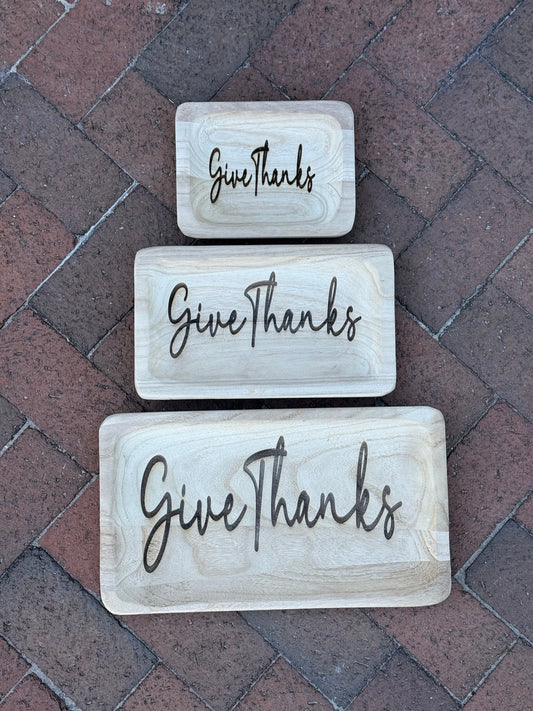 "Give Thanks" Wooden Bowl