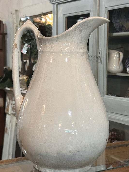 Antique Ironstone Tall Holland Republic Shape Marked Pitcher