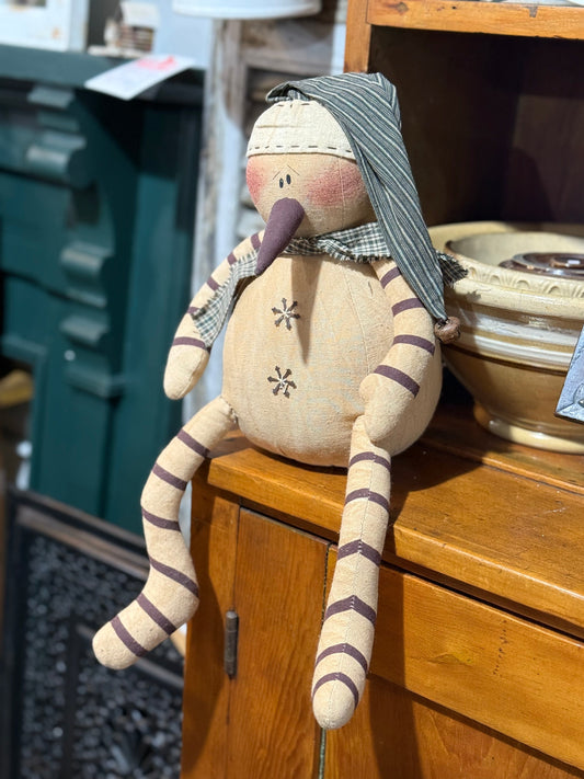 Primitive-Style Fabric Snowman Doll