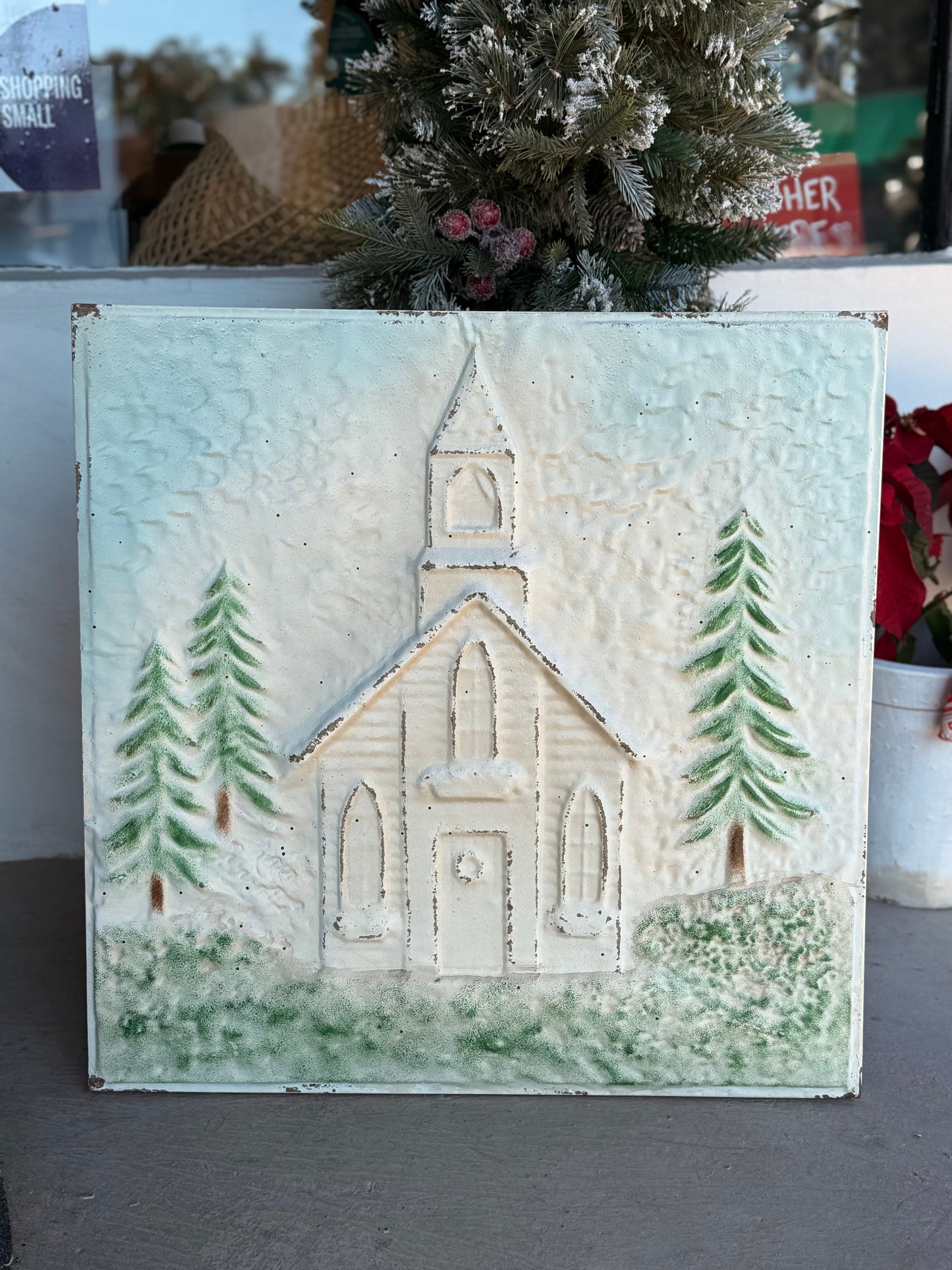 Church And Trees Square Sign