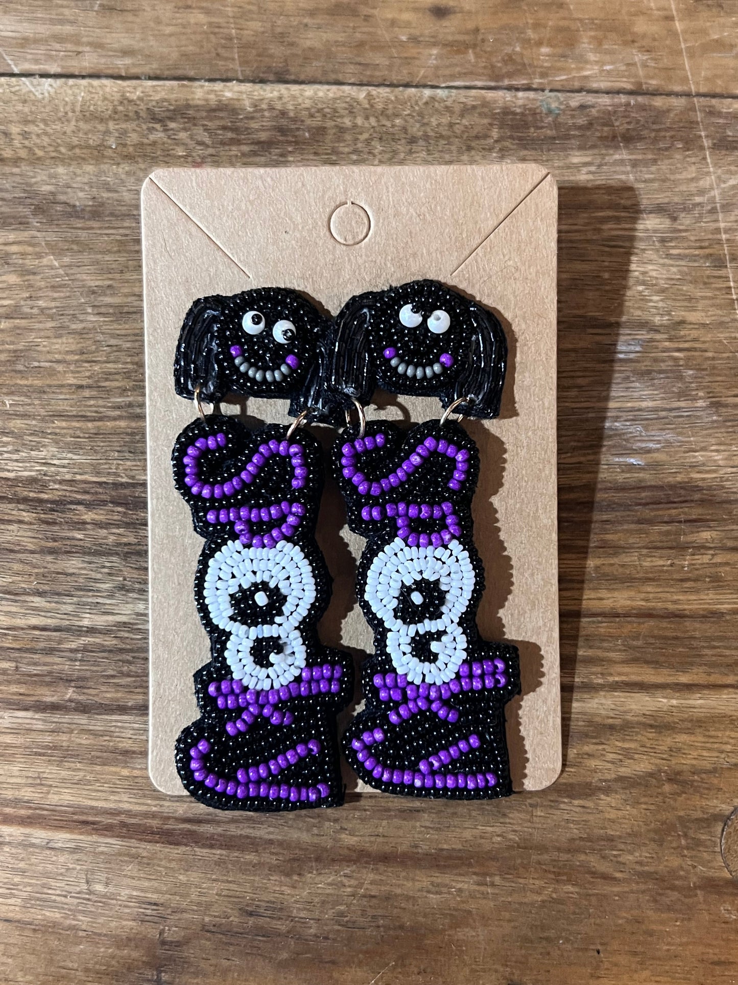 Spooky Girl Beaded Statement Dangle Earrings Goodwill
