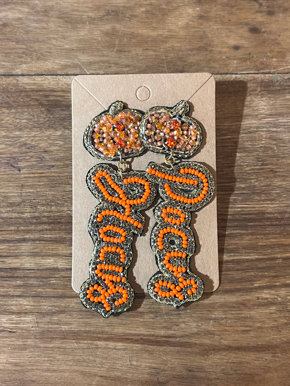 Hocus Pocus Beaded Pumpkin Statement Earrings
