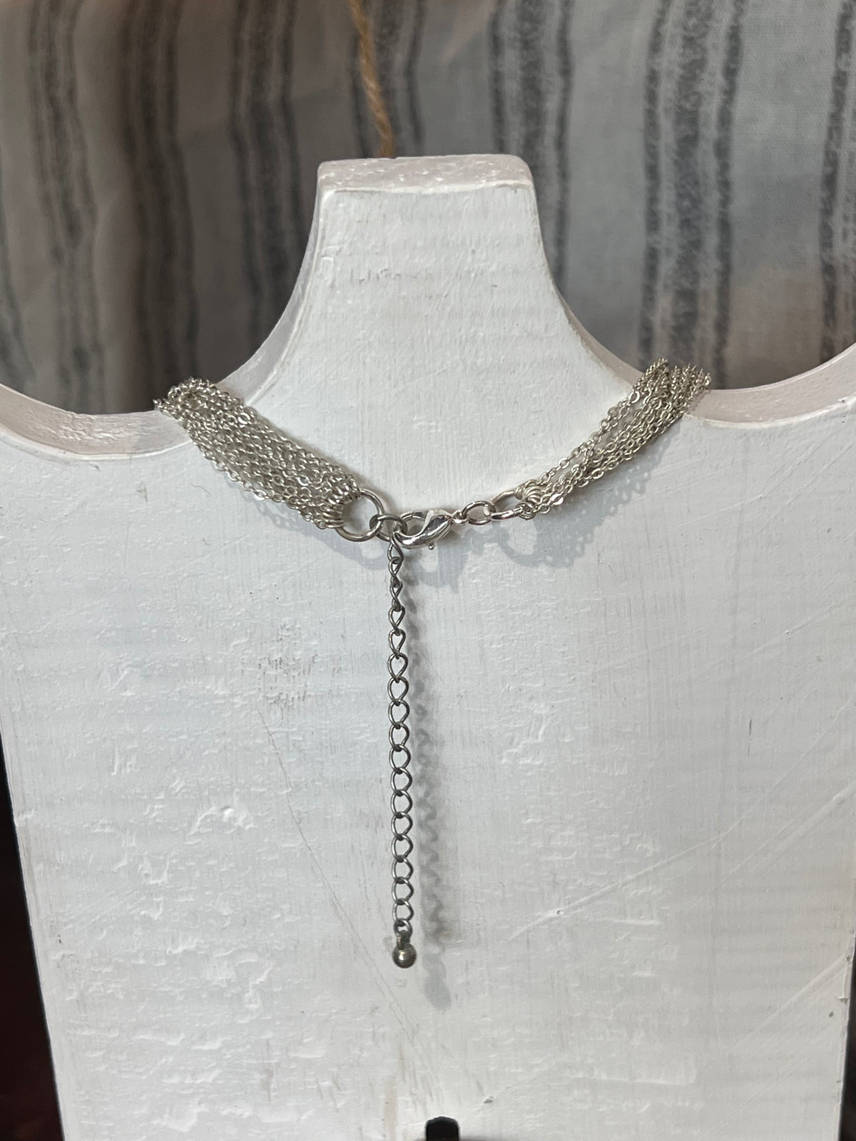 Chunky Silver Puffy Heart Multi-Strand Necklace (14" + 3" Extender)