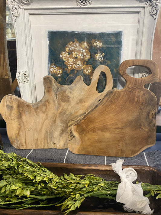 Teak Natural Bread Board with Oval Handle