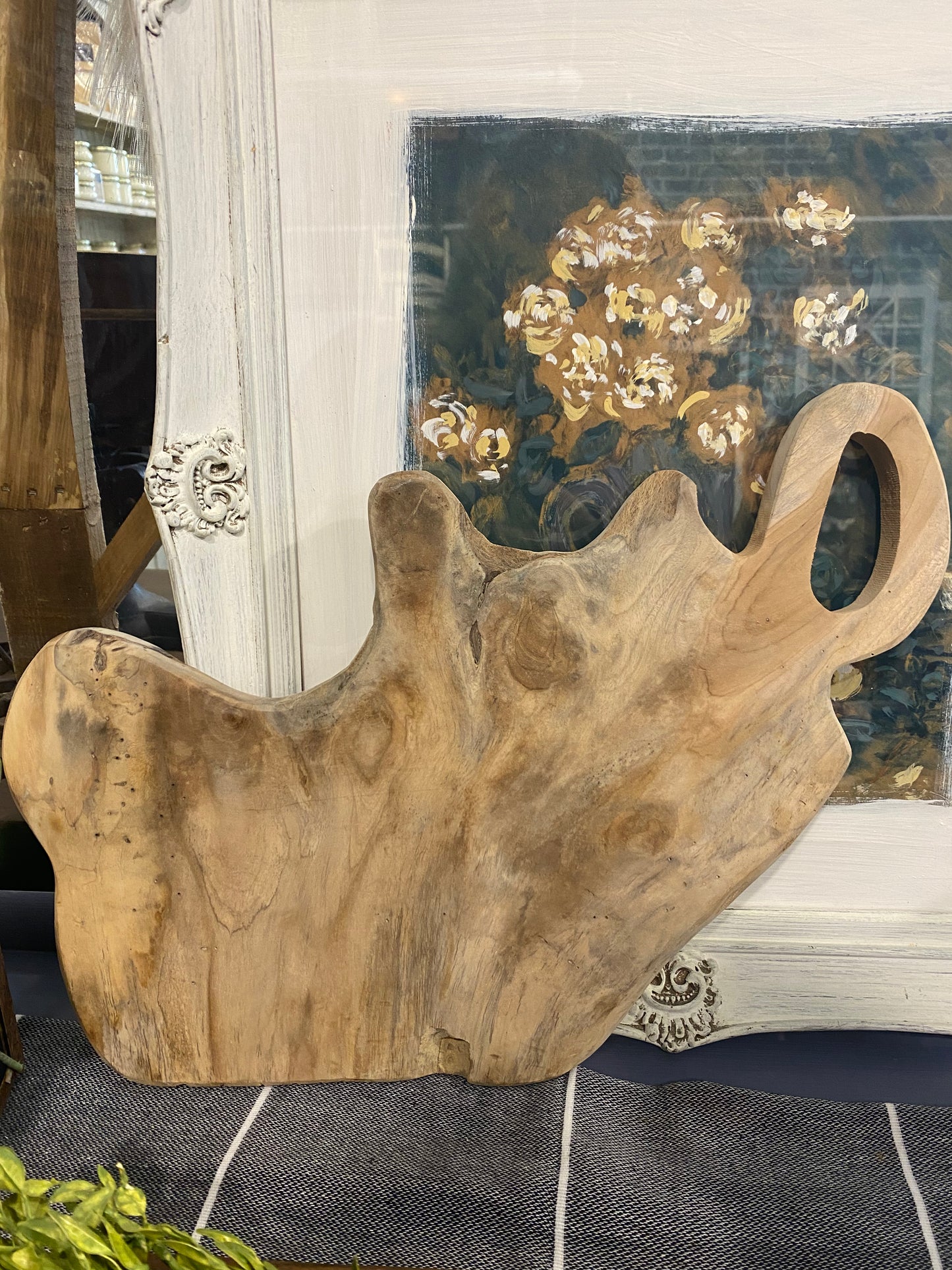 Teak Natural Bread Board with Oval Handle