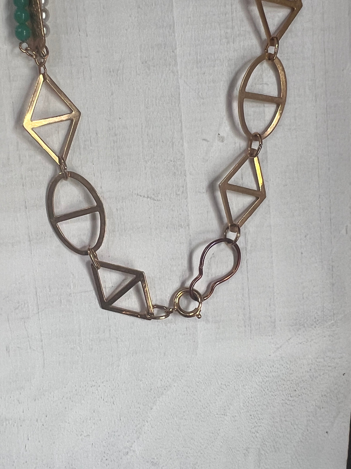 Mid-Century Modernist Openwork Geometric Jewelry Set: 28" Necklace & 2" Dangle Earrings