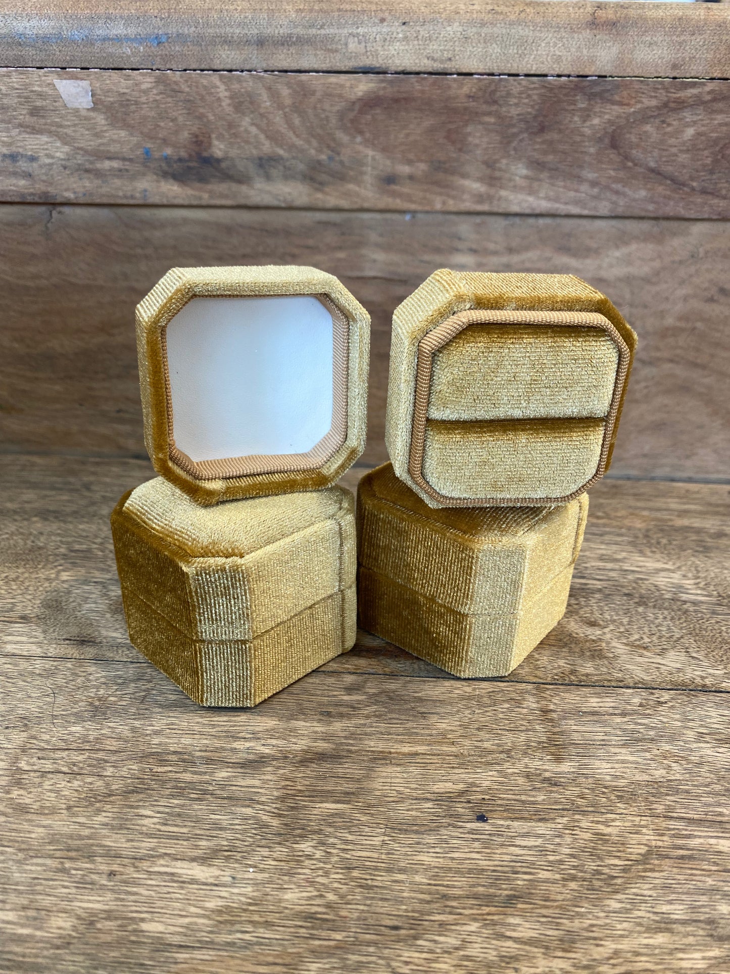Velvet Ring Box Mustard Gold